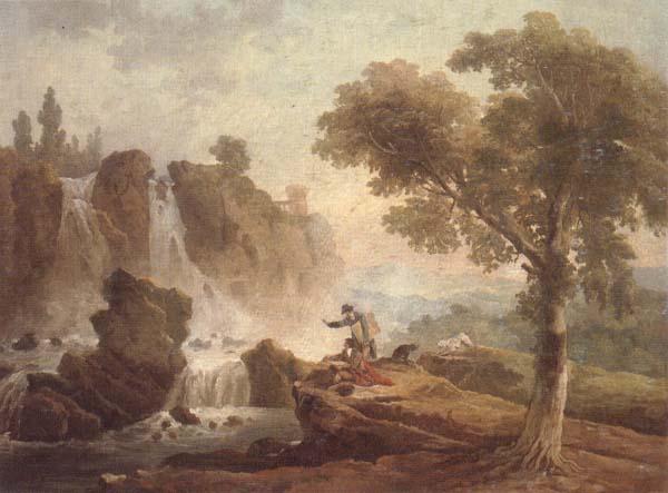 unknow artist Rome,a view of the falls at tivoli with two artists sketching from a promontory Sweden oil painting art